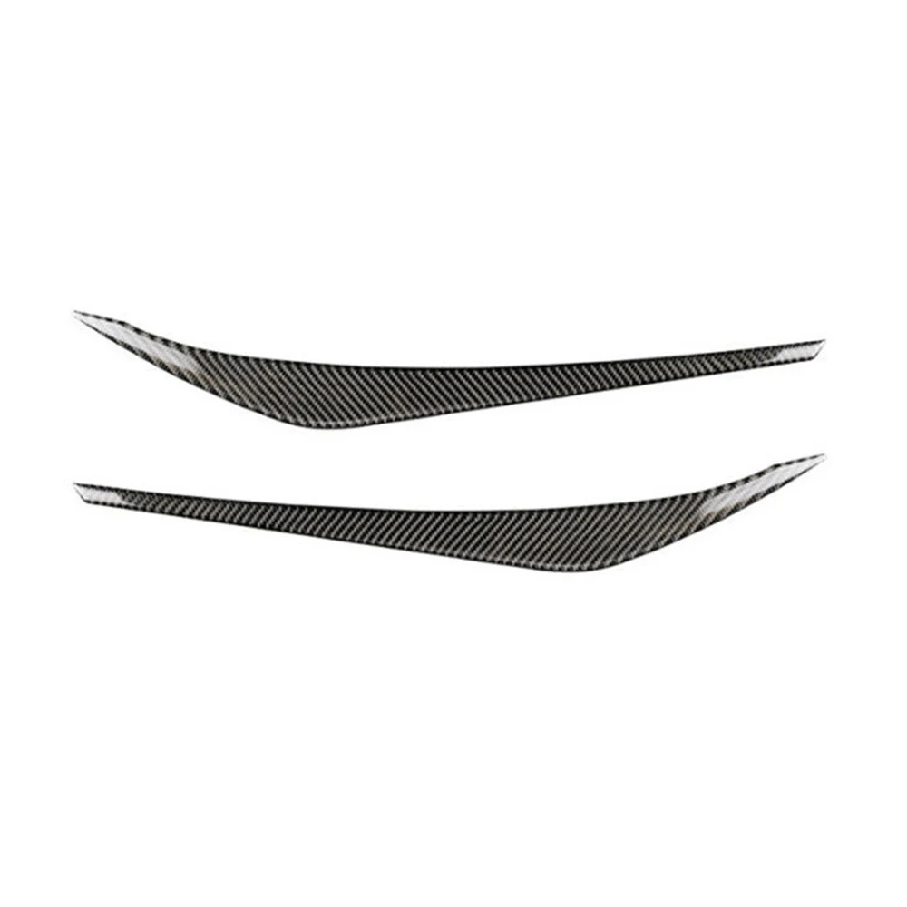 

1 Pair Headlight Lamp Eyelid Covers Car Carbon Fiber Front Trim Durable