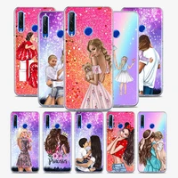 hot fashion baby mom girl silicone tpu cover for huawei honor 30i 30s 30 20s 20 v20 10i 10x 10 9a 9s 9c 9x pro lite phone case