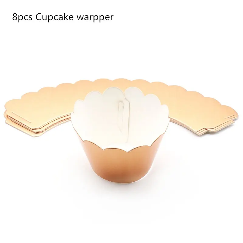 Cupcake warpper Первый день рождения, детская вечеринка, подарок, розовая/синяя Золотая фольга, бумажная салфетка под тарелку кружку, детский душ, свадьба, сделай сам, украшение, посуда, принадлежности - Цвет: Cupcake warpper