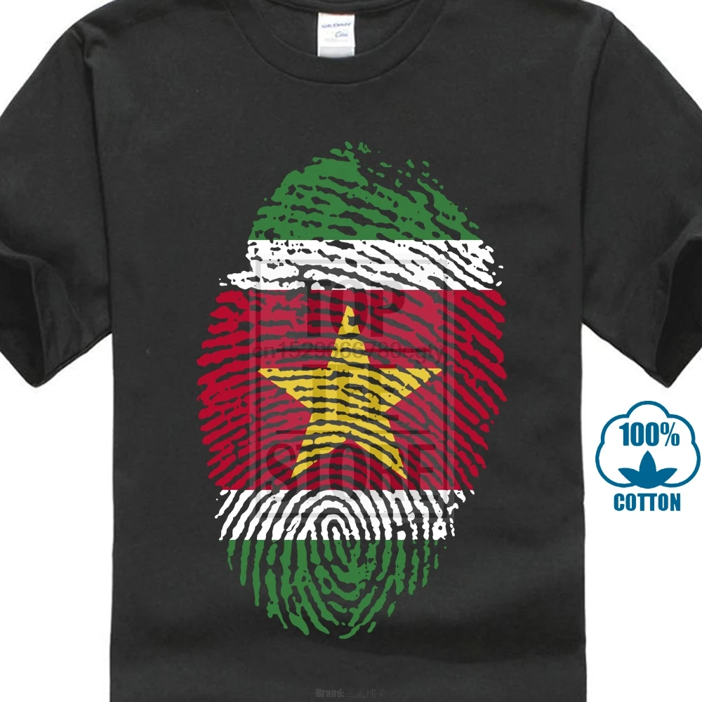 Модная мужская футболка флаг Суринама отпечаток пальца винтажная черная одежда
