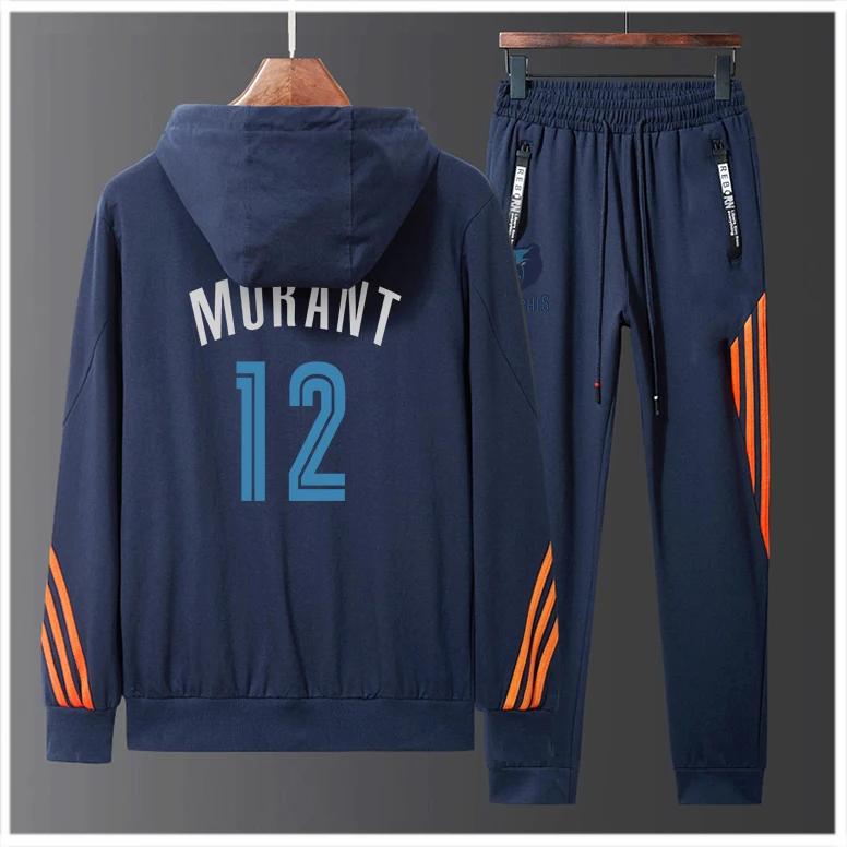 

American Basketball Jerseys Clothes #12 Ja Morant Mike Bibby Memphis Grizzlies Sweatshirt Hoodies Jacket Two Piece Set Zipper