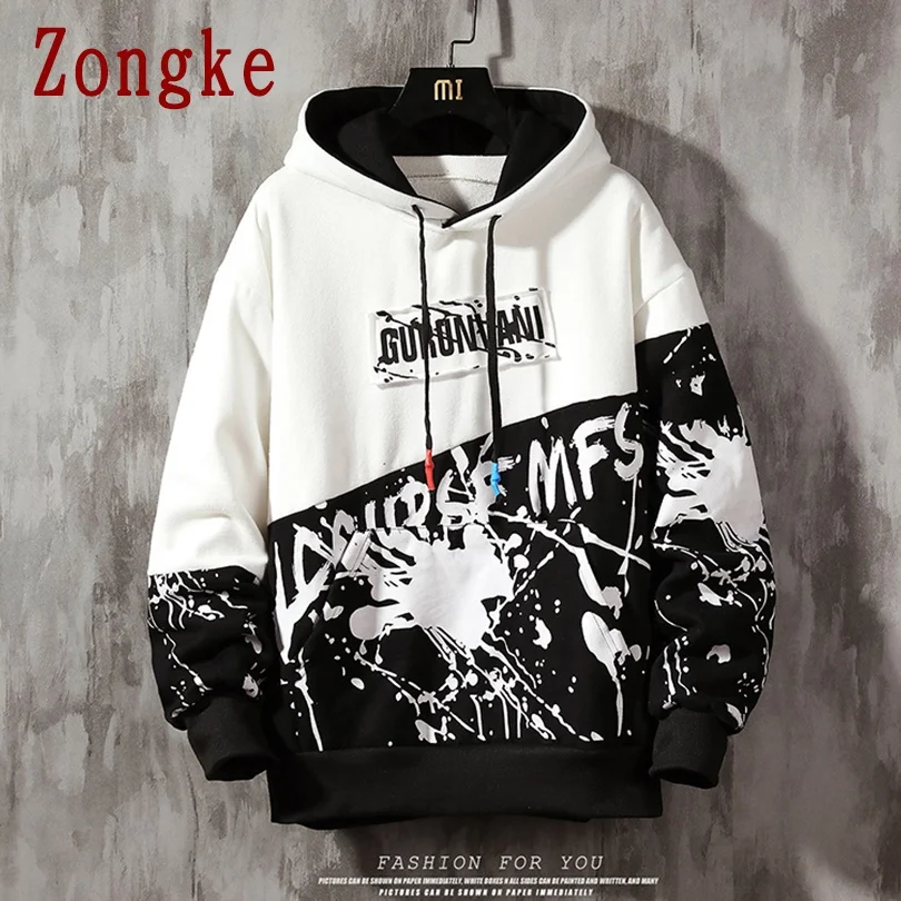 

Zongke Patchwork Harajuku Hoodie Men Japanese Streetwear Sweatshirt Men Pullover Hoodies Men Japanese Clothes 5XL 2021 Spring