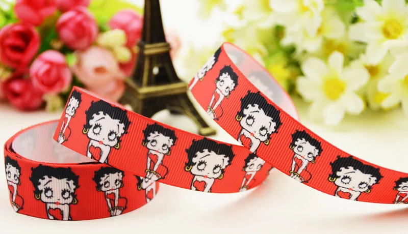 

22mm 25mm 38mm 75mm Betty Boop cartoon printed Grosgrain Ribbon party decoration 10 Yards X-04336