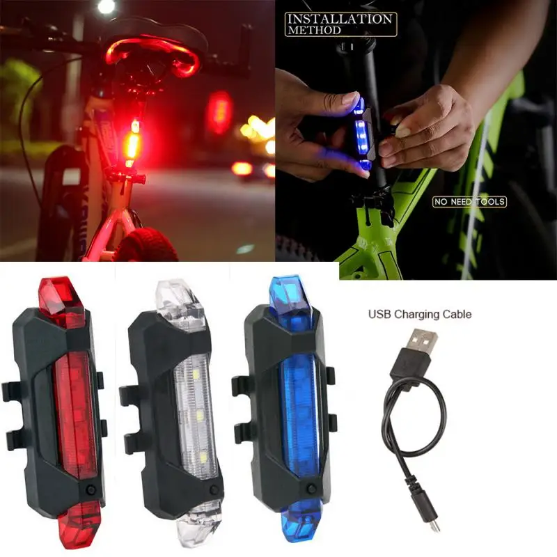 

New Bicycle Rear LED Light LED Bicycle Rear Tail Light USB Rechargeable Mountain Bike Lamp Waterproof Light Bicycle Accessories