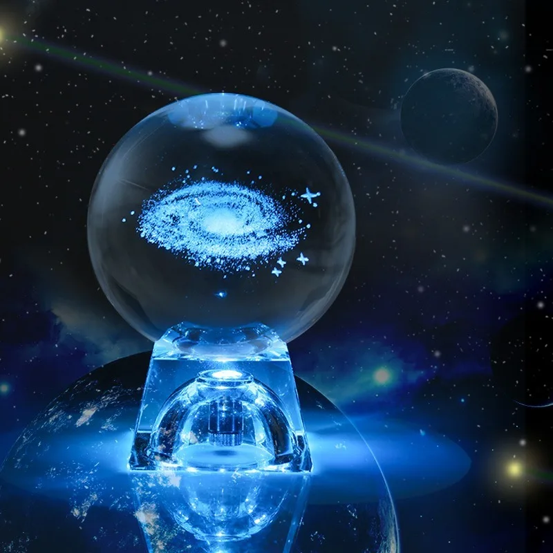 60 мм 3D гравировка Galaxy солнечная система хрустальная лампа ночник светящийся