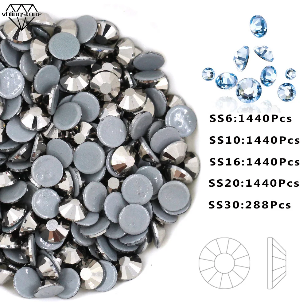 Стразы серого цвета с плоской задней поверхностью Кристальные горячей фиксацией