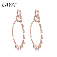 laya 925 sterling silver long hanging t square cz large circle earrings for night bar party original modern jewelry 2022 trend