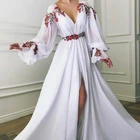 Вечернее платье для женщин Формальные Свадебные Длинные вечерние трапециевидной формы с рукавами-крылышками спереди Разделение хаки цветов длинное шифоновое вечернее платье платья 2021