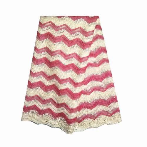 Высокое качество бежевый и красный органза кружева африканская ткань