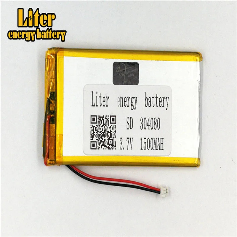1.5MM 2pin connector 304080 3.7V 1500mah polymer lithium battery e-books GPS PDA Car recorder Recreational machines | Электроника