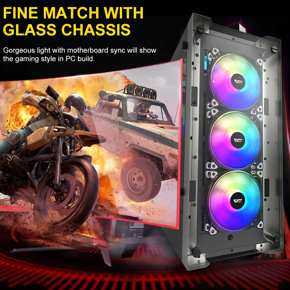 Вентилятор darkFlash RGB 120 мм чехол для компьютера ПК вентилятор прозрачная рамка