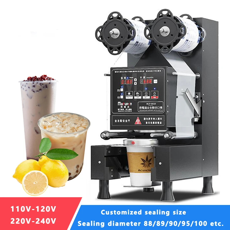 Cup Sealing Machine Fully Automatic Plastic Paper Cup Vacuum Sealing Machine Milk Tea Coffee Film Cup Sealer Boba Tea Machine