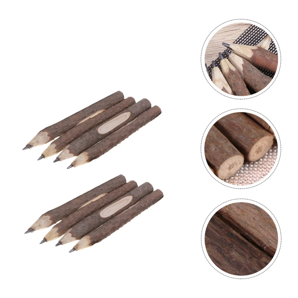 

8pcs Retro Bark Pencils Wooden Tree Rustic Twig Pencils Gifts for Kids Children