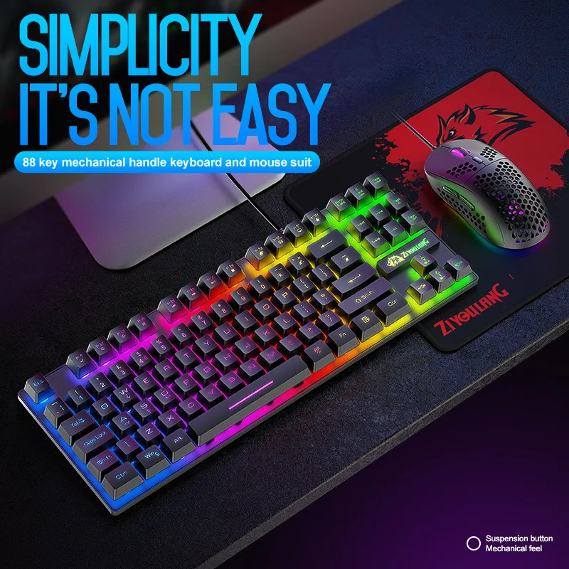 

Wired RGB Backlit Keyboard and Mouse Combos Ergonomic Waterproof Gaming Keyboards 6400DPI Mouse for Lenovo/Xiaomi PC Laptop