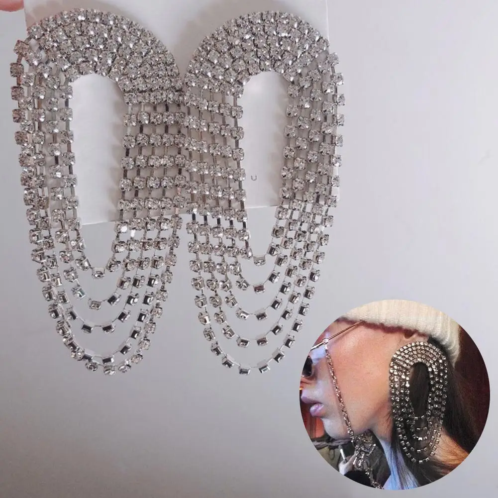 1 пара аксессуаров Rhinestone кисточкой круглые ювелирные изделия Кристалл женские Серьги Подвески Свадебные геометрические Висячие большой подарок водопад
