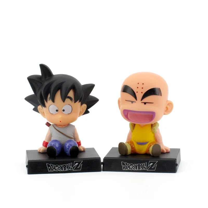 

12Cm Dragon Ball Action Figure Movable Head Goku Kuririn Doll Q Version Model Toy Cake Car Ornament for Fans Collection Gift