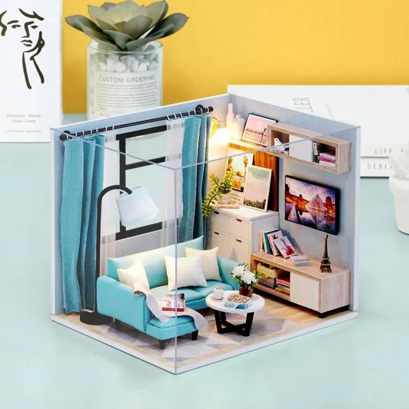 

DIY Doll House Wooden Doll Houses Miniature Dollhouse Furniture Kit Toys For Children Birthday Gift