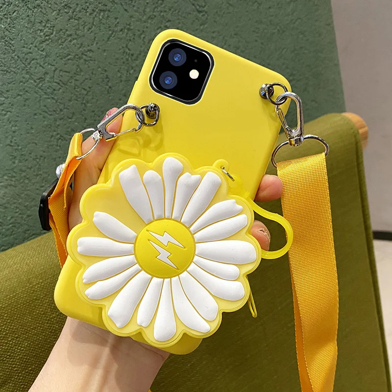 

3D Fashion Little Daisy Phone Case For Huawei Honor 9S 10X 5G 9X 20 30 Pro 30S 20I 10I 10 8A V30 V20 Soft Cover Wallet Coin bag