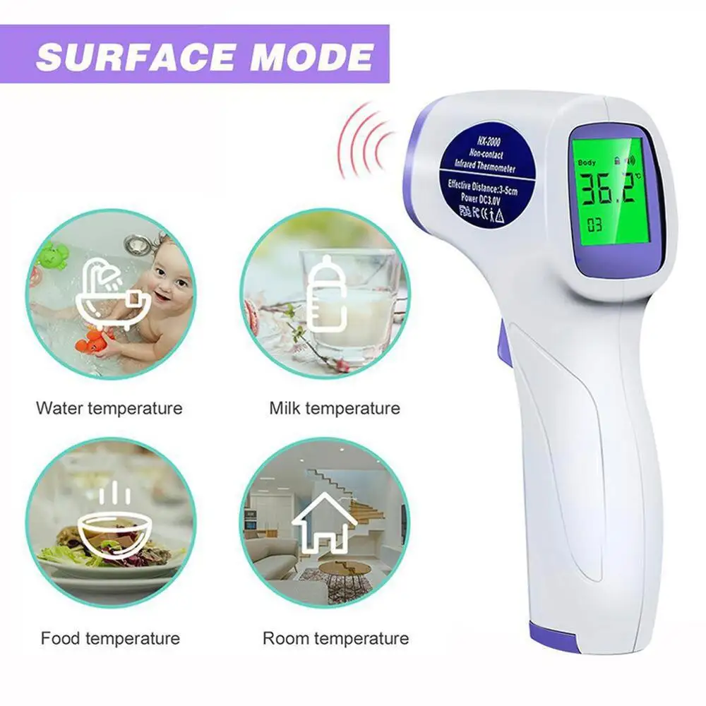 

Non Contact Forehead Temperature Tricolor Backlight Accurate Measurement Handheld Infrared Thermometer Baby Adults Home Outdoor