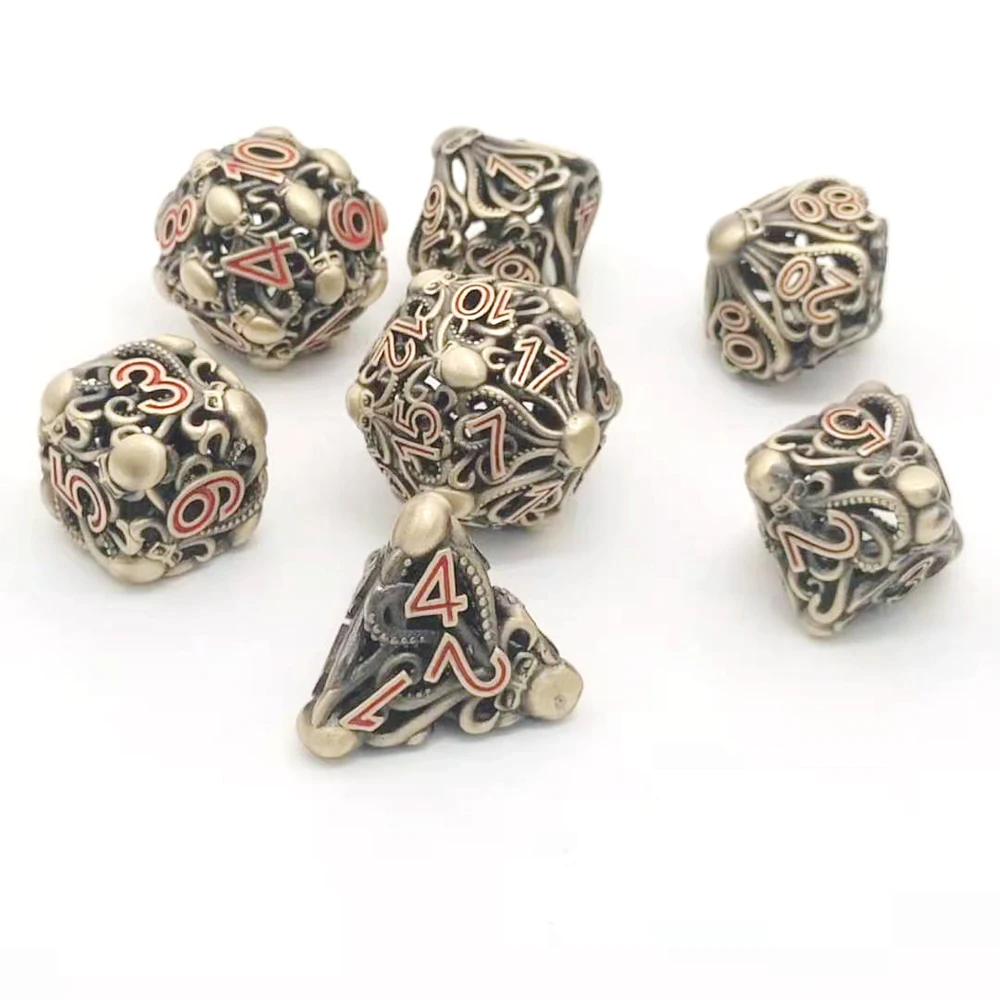 

New Octopus pure copper DND roleplaying game dice, 7 polyhedral metal dice sets, for desktop games, COC, Warhammer or any RPG ga