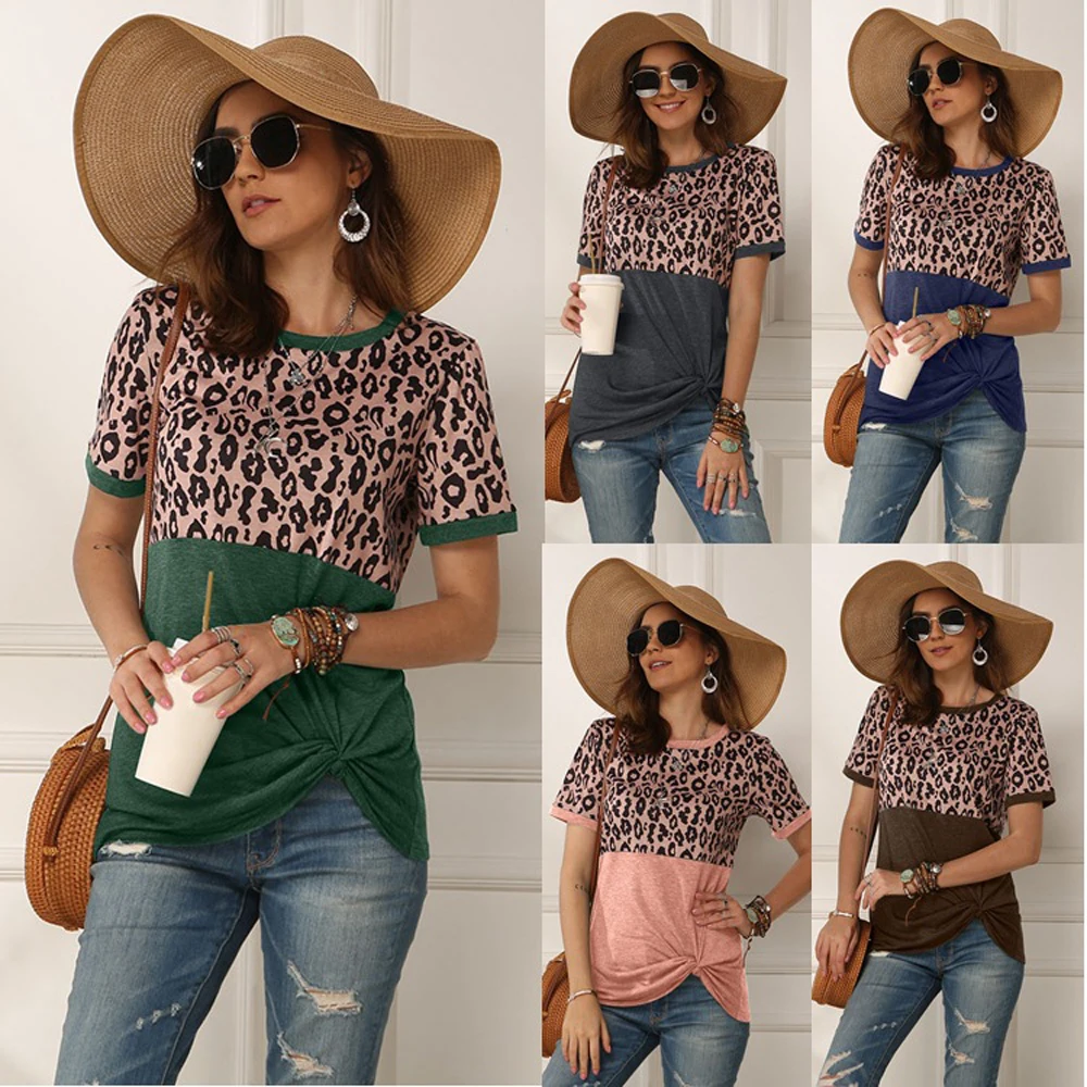 

Women Fashion 2020 Leopard Print T Shirt Summer Casual Tees Sexy Short Sleeve Tops T Shirts Women Party Club Shirt New