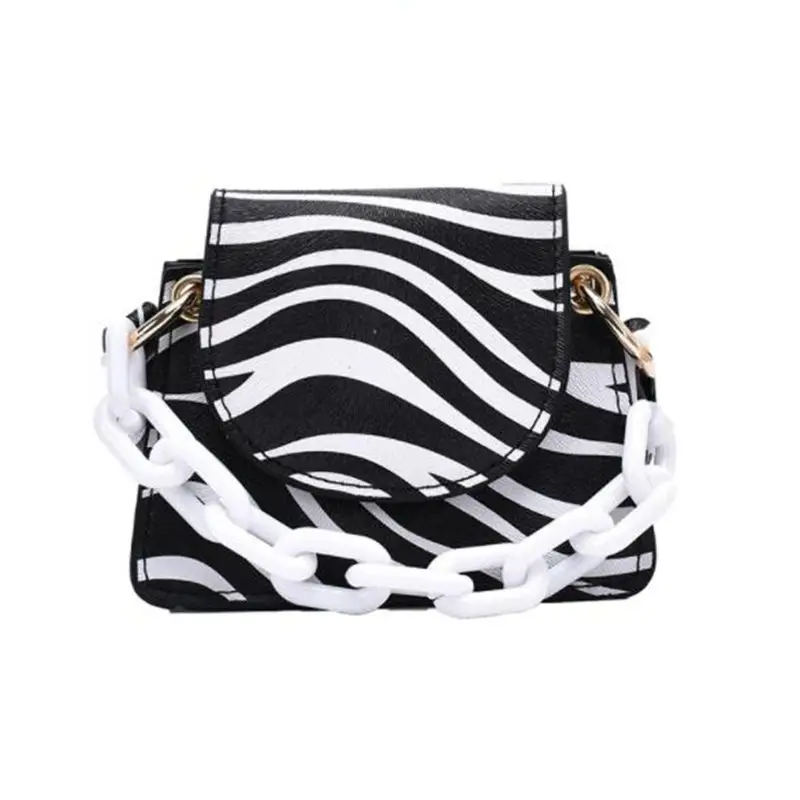 

Fashion Animal Pattern PU Women Handbag Tote Acrylic Chain Mini Shoulder Bags Popular Simple Female Daily Bag