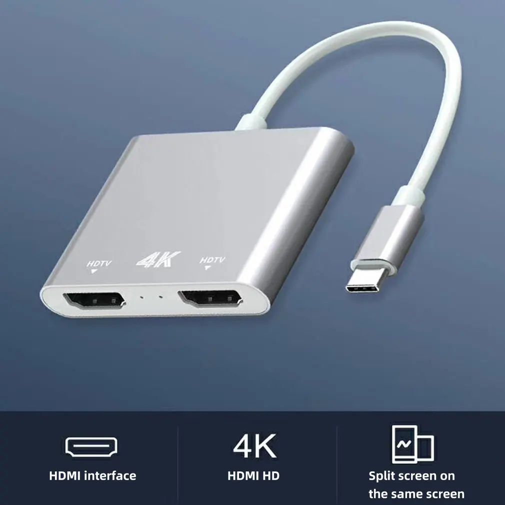 Адаптер USB C к HDMI dual 4K @ 60hz практичный конвертер высокоскоростной Прочный