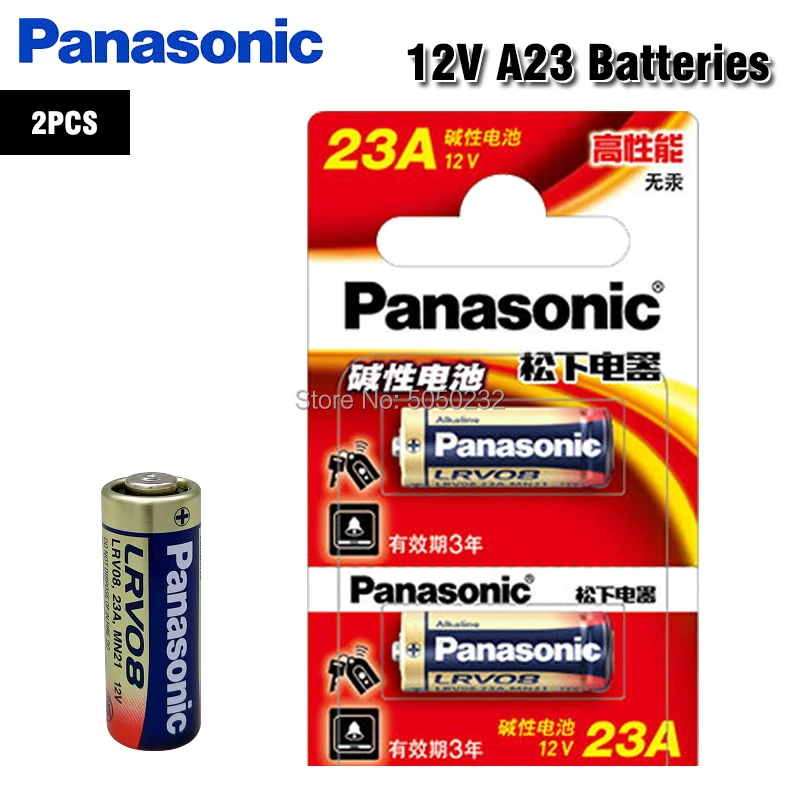 Panasonic 2pcs/lot 23A Batteries 12V Alarm-Remote Primary Dry Alkaline Battery 21/23 23GA A23 A-23 GP23A RV08 LRV08 E23A V23GA