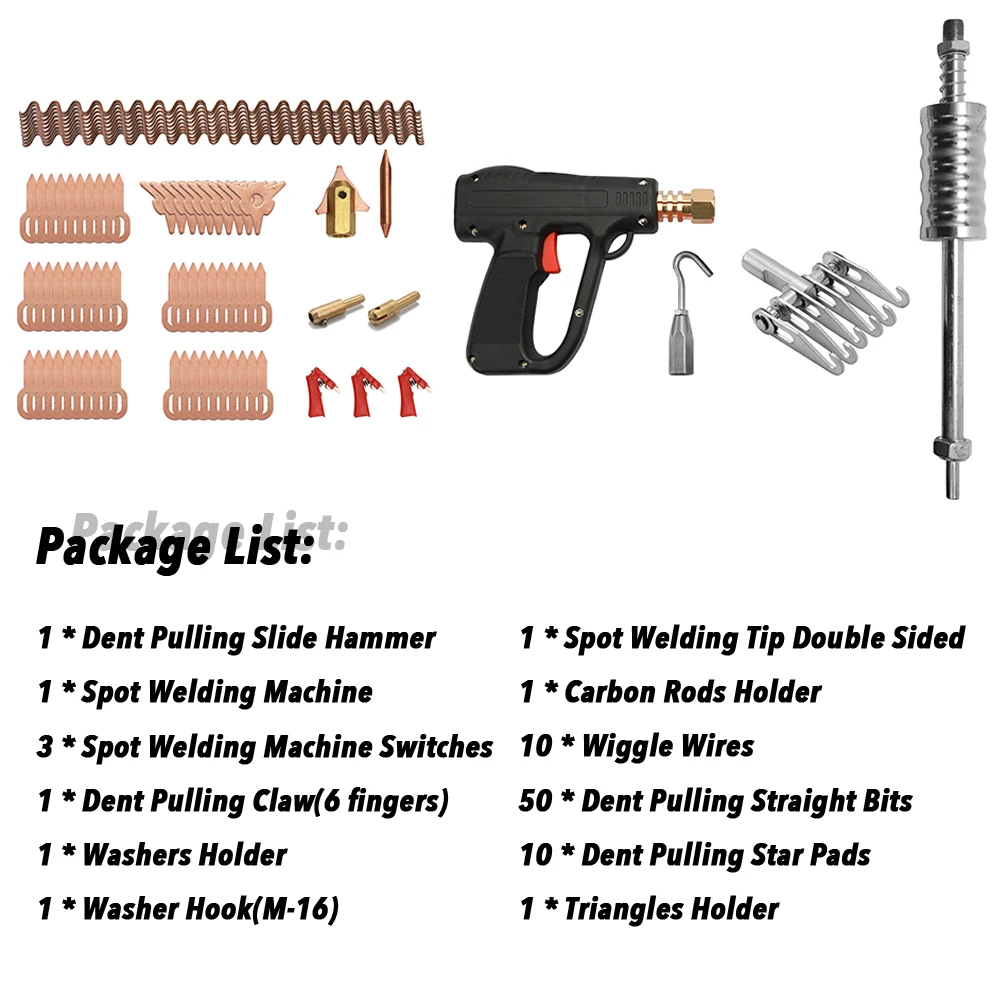 New 81pcs Dent Puller Kit Car Body Repairing Tools Spot Welding Electrodes Spotter Welder Machine Removing Straightenging Dents |