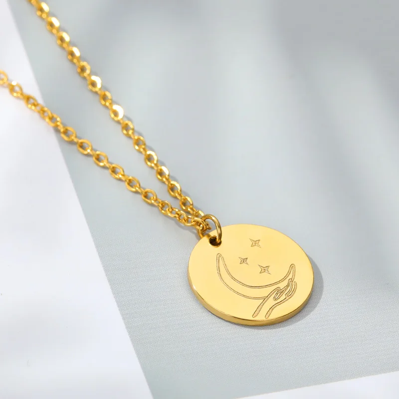 

Round Coin Pendant Necklace for Women Silver Color Simple Charm Necklace Dainty Necklaces Christmas Gifts for the new year