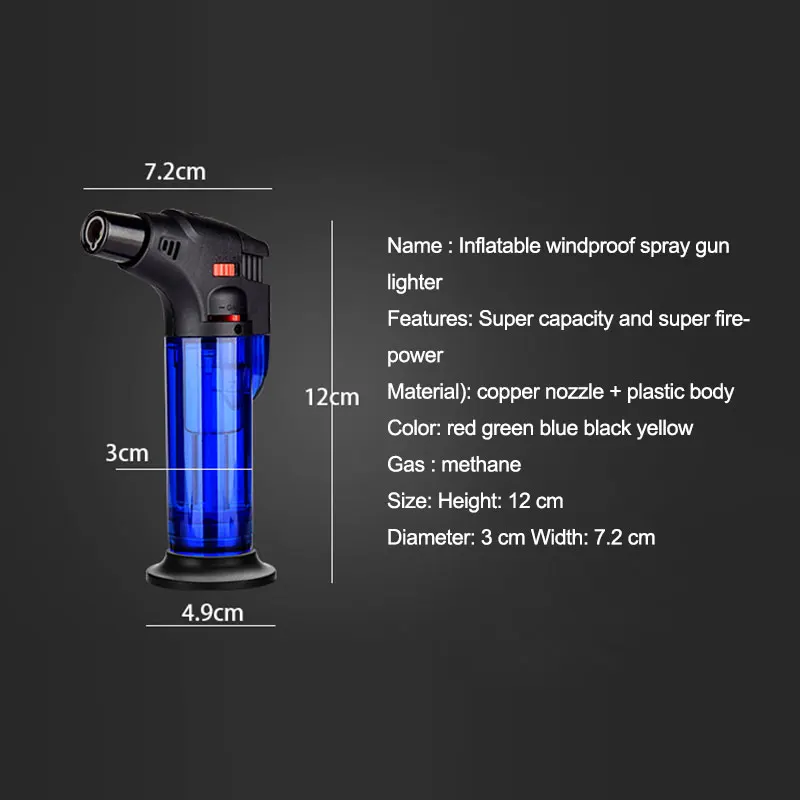 

Windproof Flame Butane Gas Lighter Refillable Adjustable Butane Jet Torch Lighter BBQ Tools Flame Ignition Tool