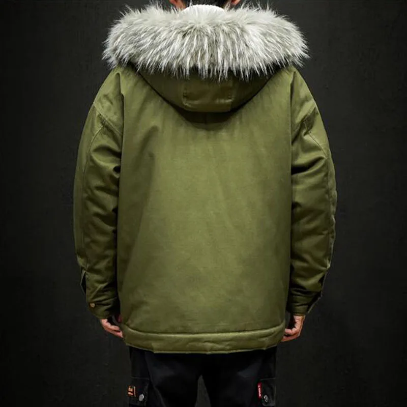 MKASS мужская куртка с меховым капюшоном свободная тактическая бомбер в стиле