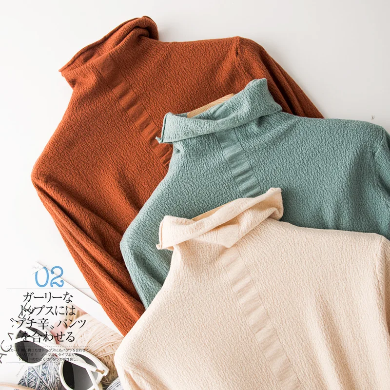 Женский свитер с воротником-хомутом вязаный джемпер коротким рукавом свободный