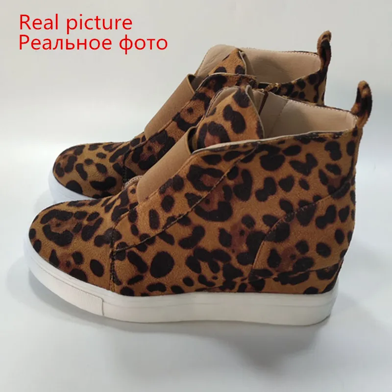 Повседневная обувь женская из мягкой кожи Сезон Зима высокие кроссовки на