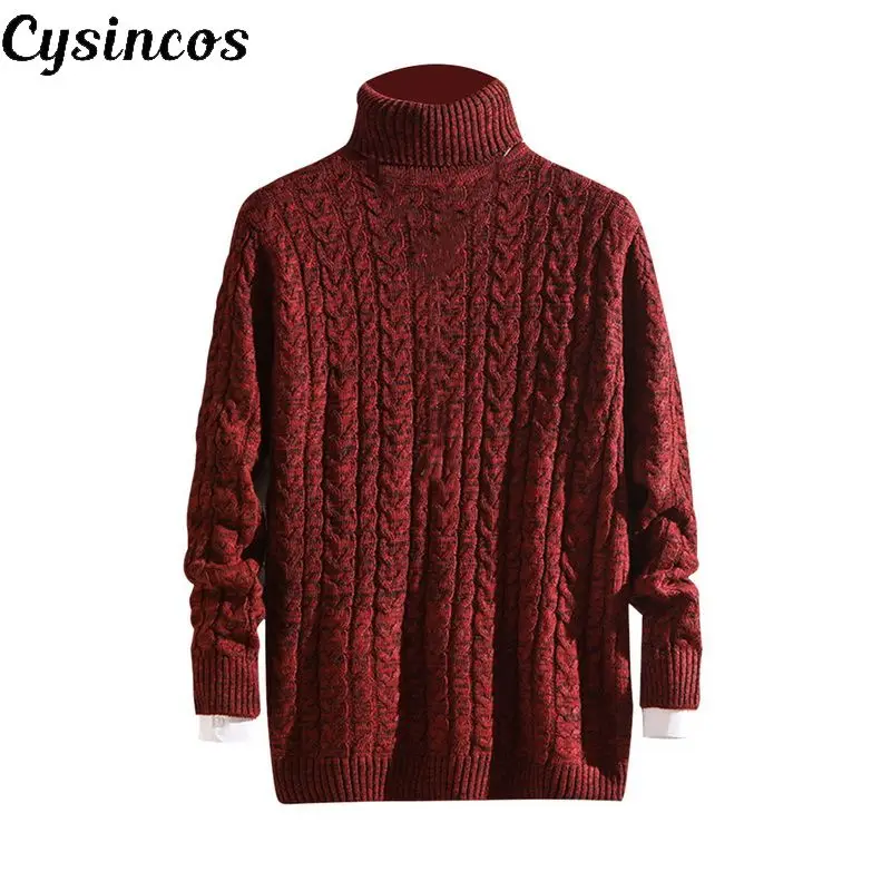 CYSINCOS Зимний толстый теплый свитер для мужчин с воротником под горло