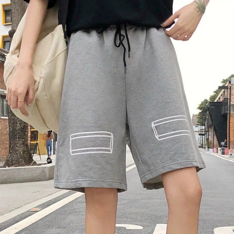 

NiceMix knee length pants solid wide leg pants high waist Causal loose summer pants middle length pants Harajuk women clothes