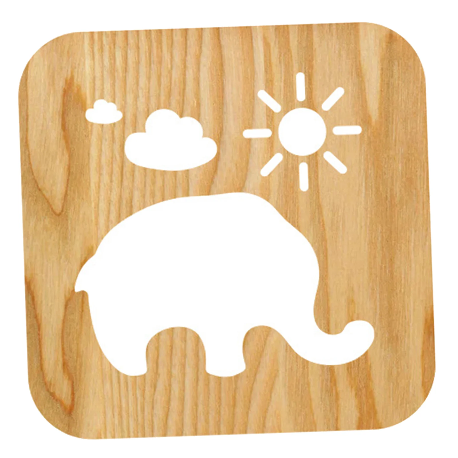 

Wooden Night Light 3D Elephant Carved Animal Desk Lamp Nursery Bedroom Decor
