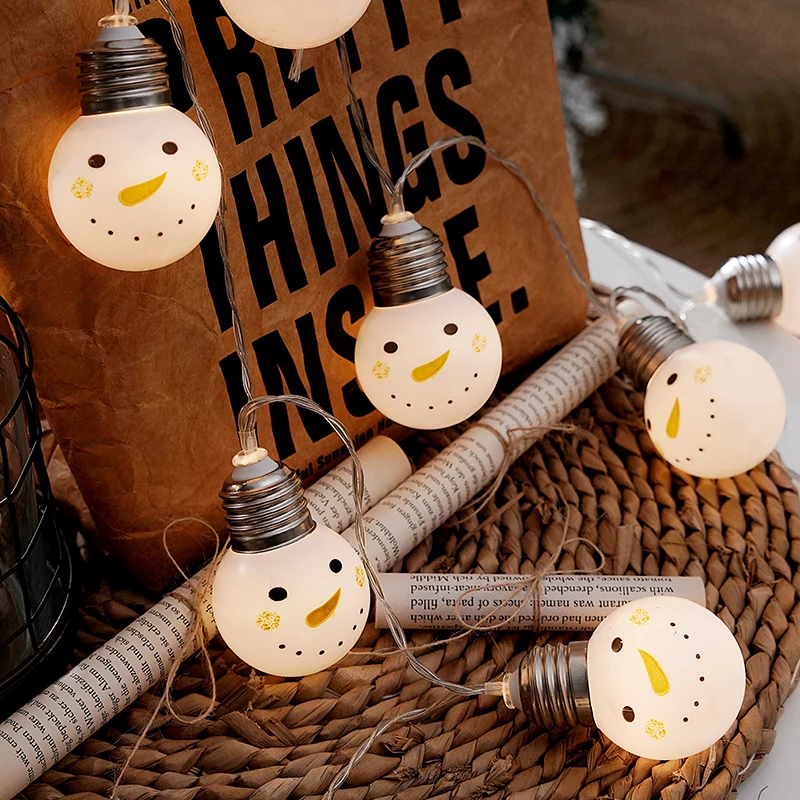 Гирлянда с USB-разъемом и лампочками в виде снеговика 6 м | Лампы освещение