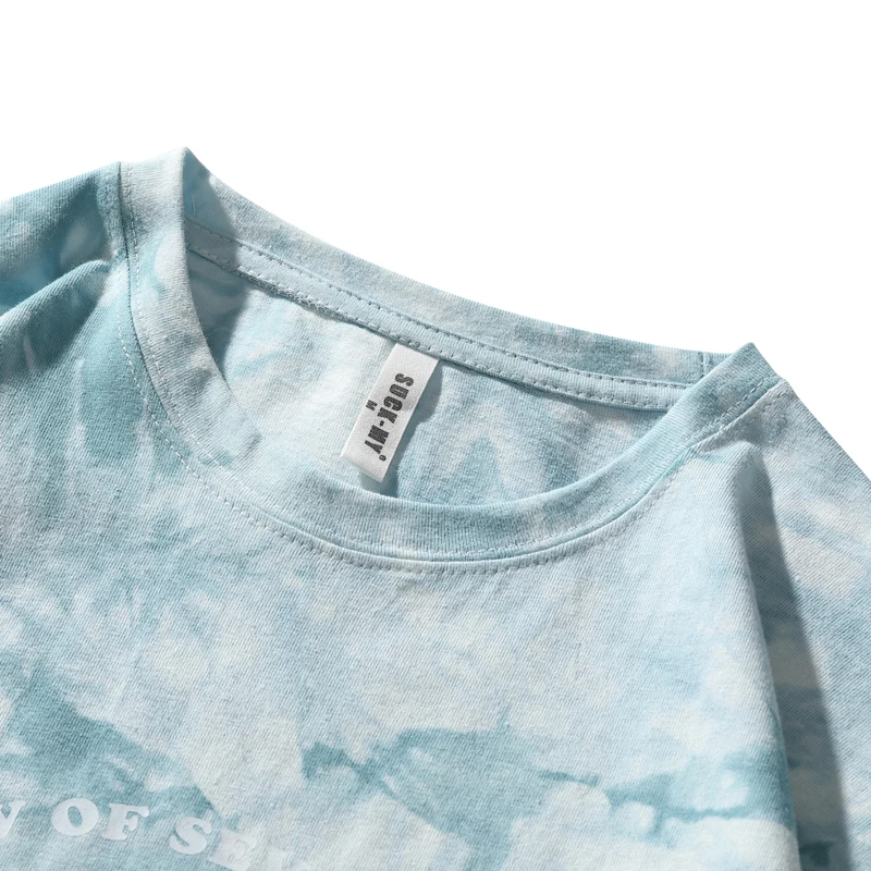 

Men T-Shirt Tie Dye Print O-neck Casual Oversized Tops Short Sleeve Tees Men Fashion All-match Harajuku Streetwear New Arrive