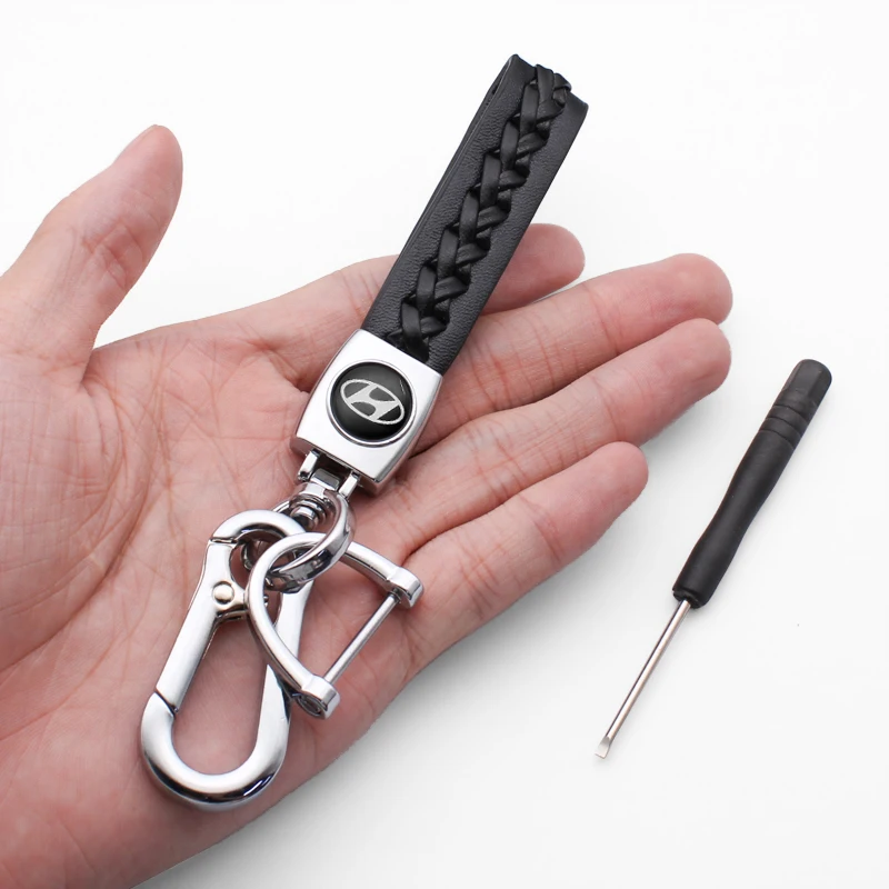 

3D Metal Leather Car Styling Key Chain For Hyundai Santa Sonata Solaris Azera Creta I30 Ix25 Tucson IX35 Auto Key Rings Keychain
