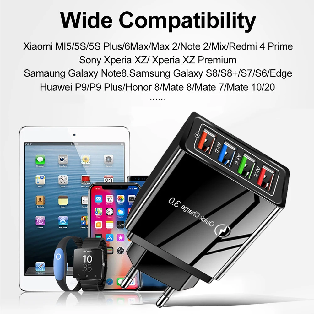 USB-устройство для быстрой зарядки телефонов 4 порта евровилка/США | Мобильные