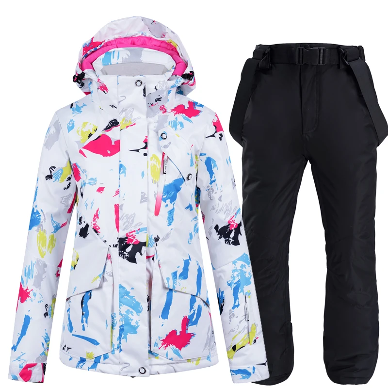 

AQ Brand Women Ski Suit Snowboard Jacket Pant Windproof Waterproof Adult Skiing Clothing Trouser Super Warm Suit Set Winter Coat