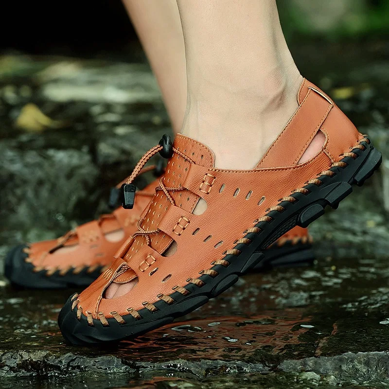 

Сандалии мужские дышащие, пляжная обувь, плоская подошва, повседневные, летние туфли, большие размеры 48