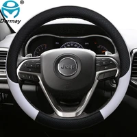 100 dermay brand leather car steering wheel cover for jeep grand cherokee zj wj wk wk2 wl 1993 2021 auto interior accessories