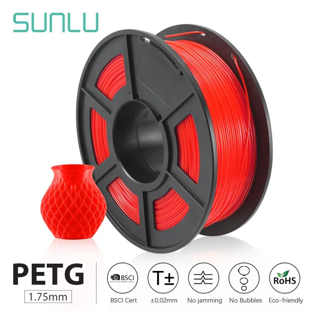 SUNLU PETG 3D принтеры нити 1 75 мм полноцветный прозрачный белый Пластик допуск +/ 0 02 для