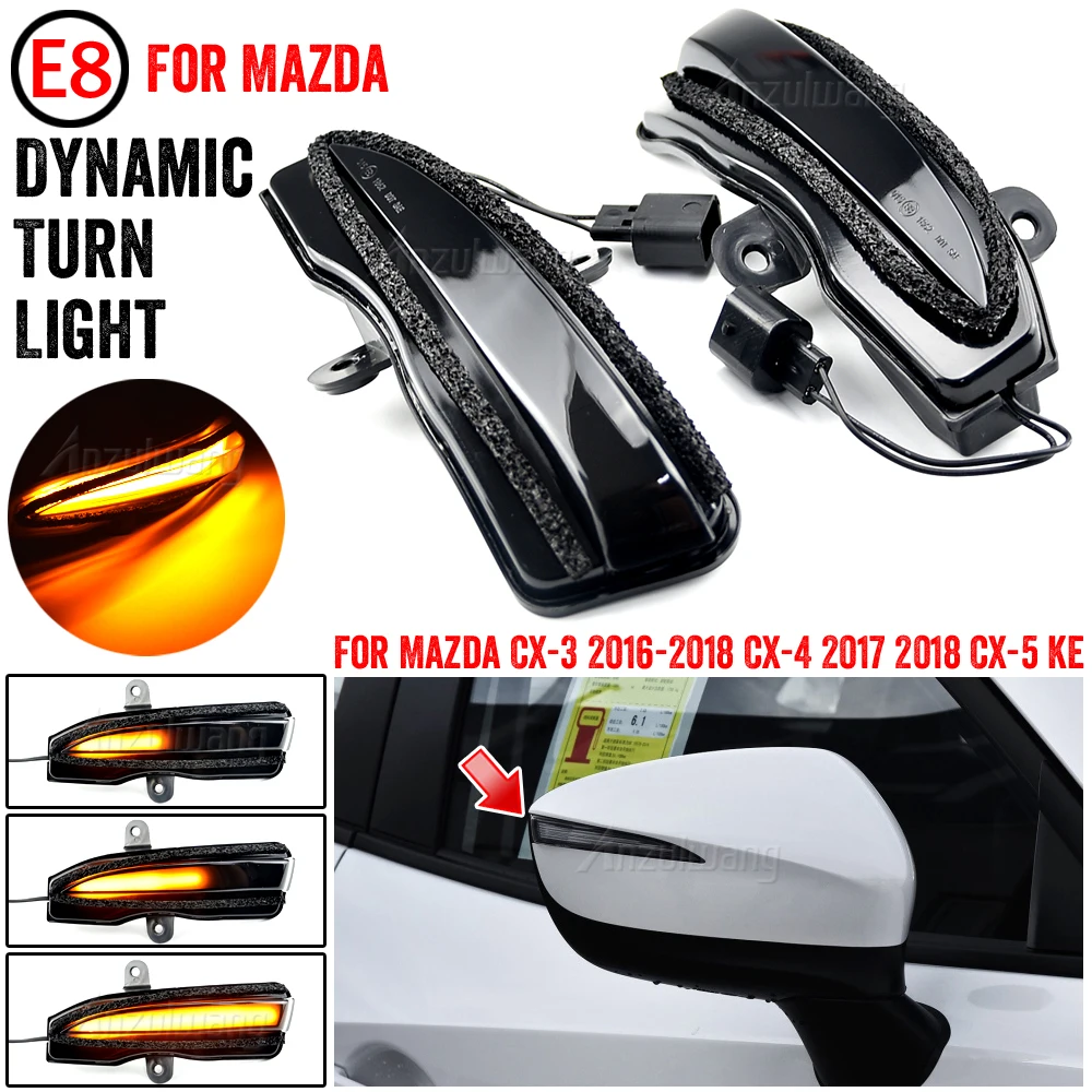 

2X Dynamic Turn Signal LED Side Mirror Indicator Blinker Sequential Light For Mazda CX-3 CX3 2016-2018 CX-4 CX4 CX-5 CX5 KE