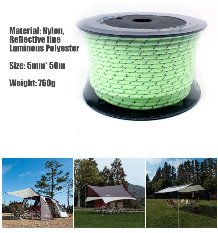 Сверхмощный светоотражающий канат для кемпинга 50 м 5 мм | Спорт и развлечения