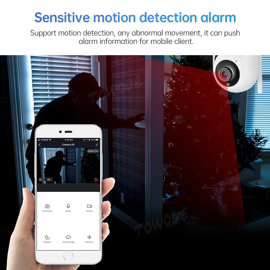 TOWODE 2PCS HD 1080P камера Smart Tuya App Control Домашняя безопасность WIFI Крытая видеонаблюдения