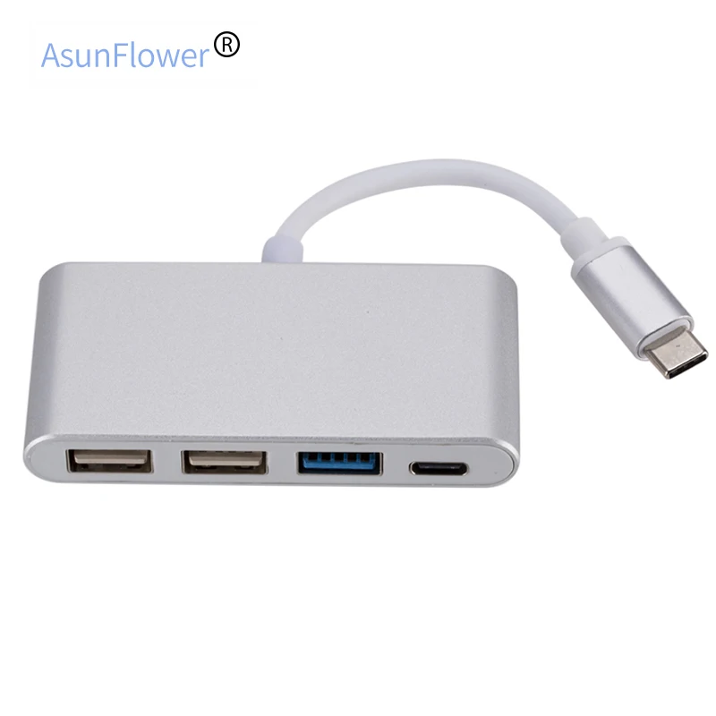 3,1 USB C концентратор типа C к USB 3,0 сплиттер конвертер для MacBook Pro Air портативный Hab адаптер Аксессуары для ноутбуков - Цвет: Silver
