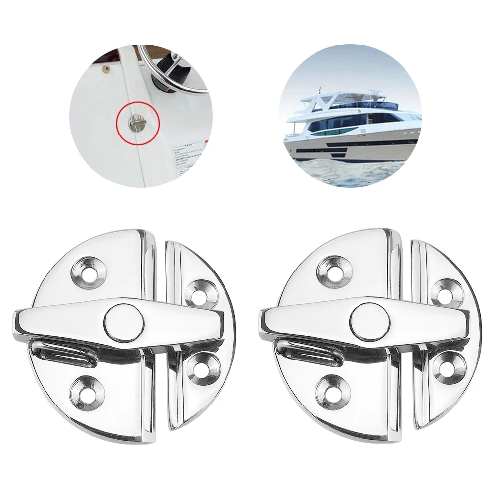 

2 pcs Universal Marine Stainless Steel Twist Lock Round Door Catch Latch Boat Door Catch Cabinet Marine Latch Rotate Latch Lock